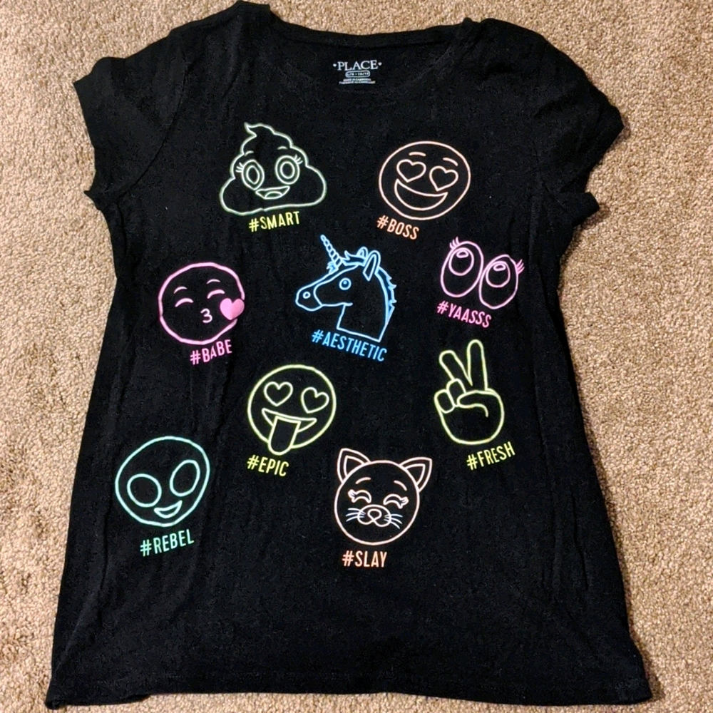 EUC girls black emoji t-shirt